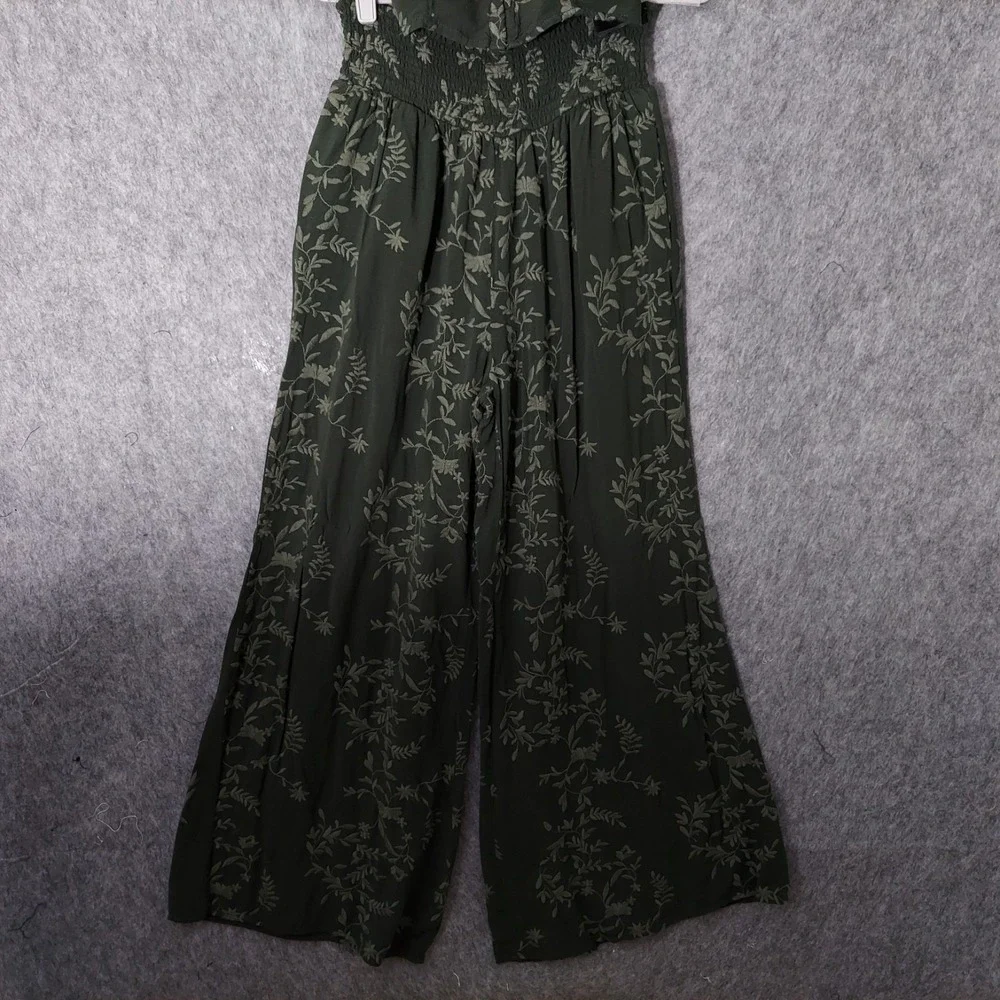 GUESS Outfit Women M Floral Embroidered Off Shoulder Top Pants Wide‎ Leg Smocked